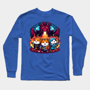 Cute Kawaii Funny RPG Fantasy World Board Game Hamster Pet Lover Dragon Knight Archer Warrior Long Sleeve T-Shirt